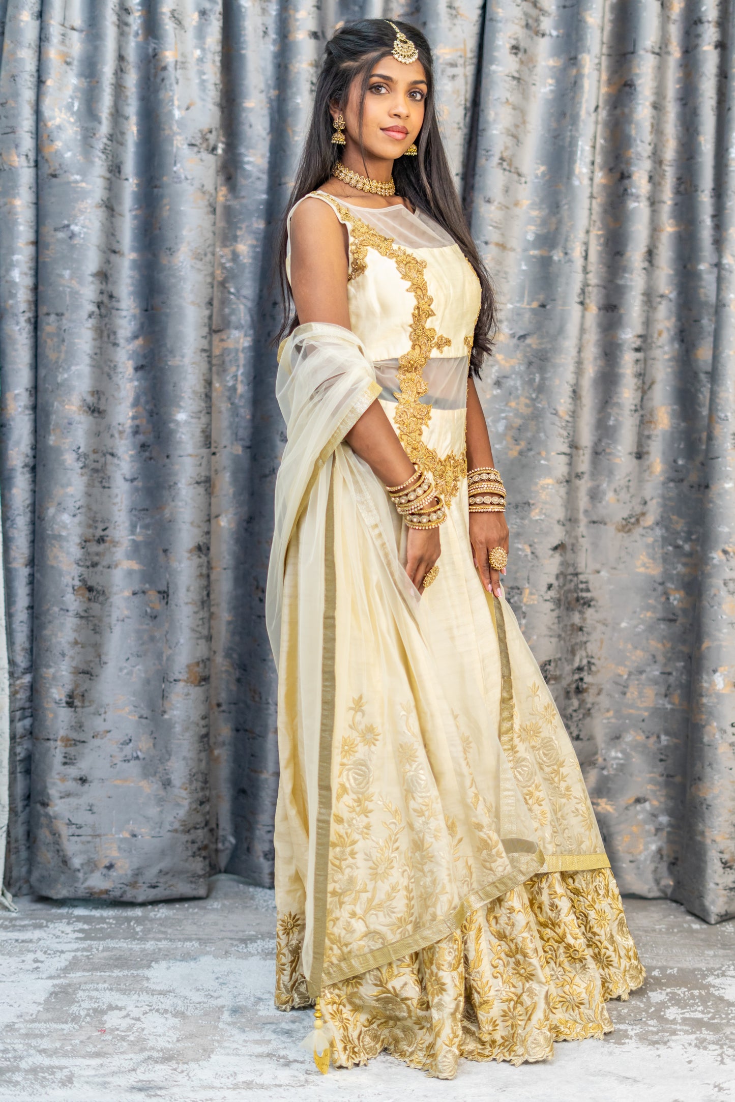 Cream Raw Silk Embroidered Punjabi Set