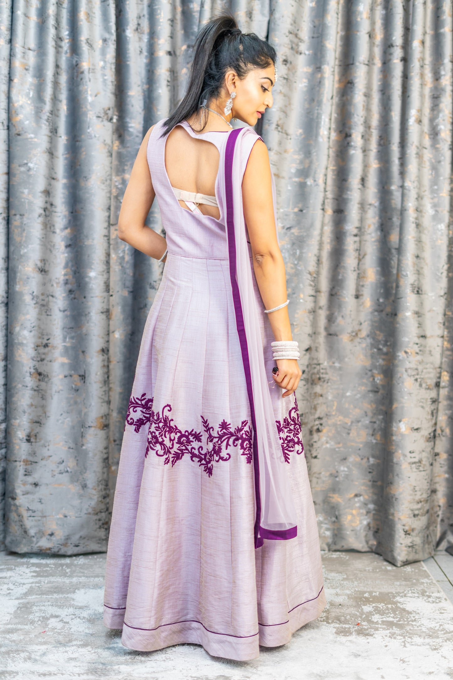 Purple Raw Silk Punjabi Set with Embroidery