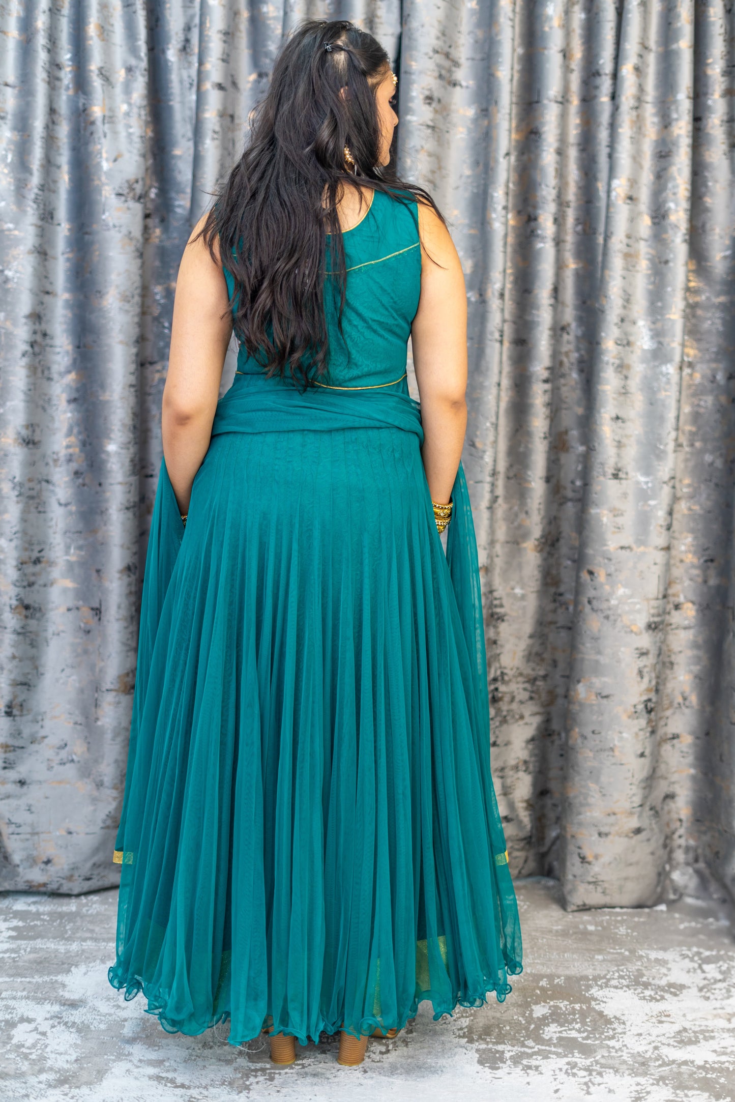 Teal punjabi with gold swarovski stones