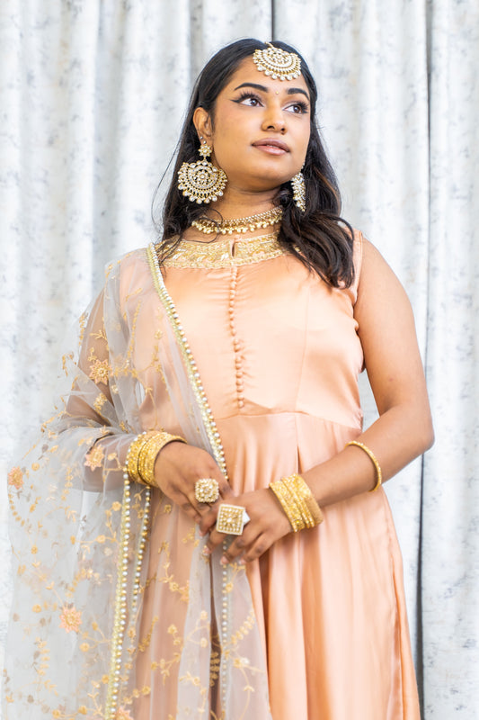 Peach Cotton Punjabi Set