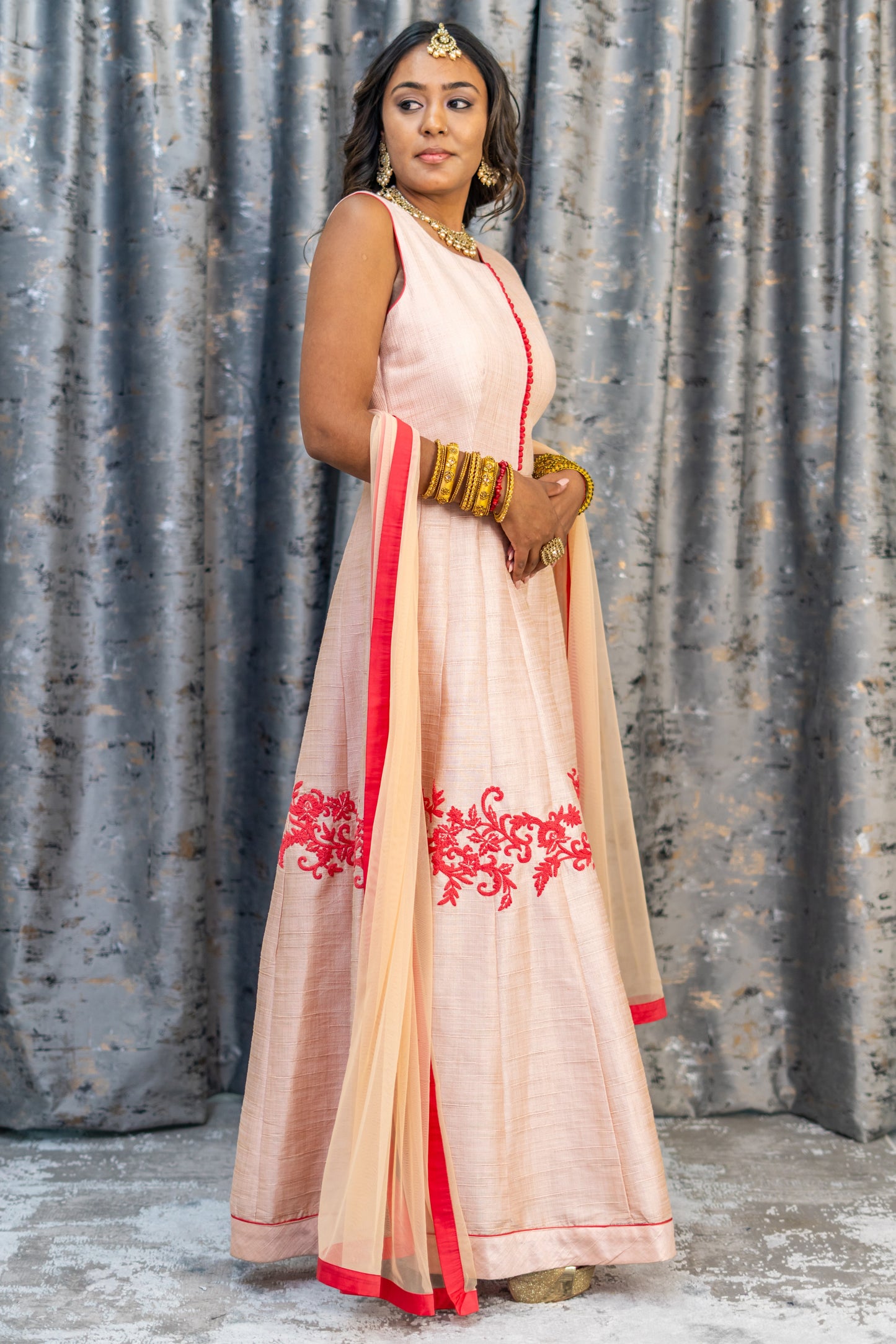 Pink Raw Silk Punjabi Set with Embroidery