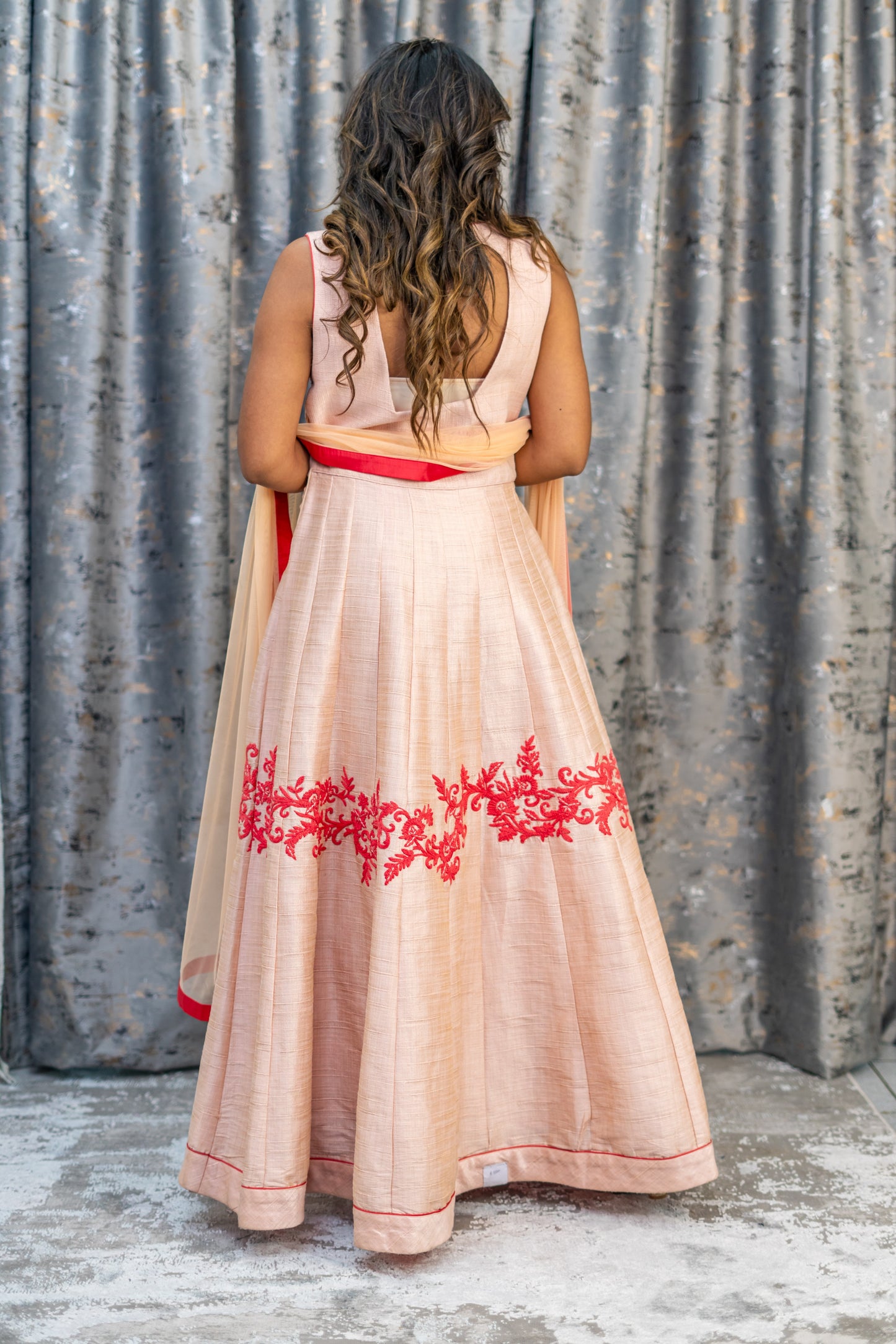 Pink Raw Silk Punjabi Set with Embroidery