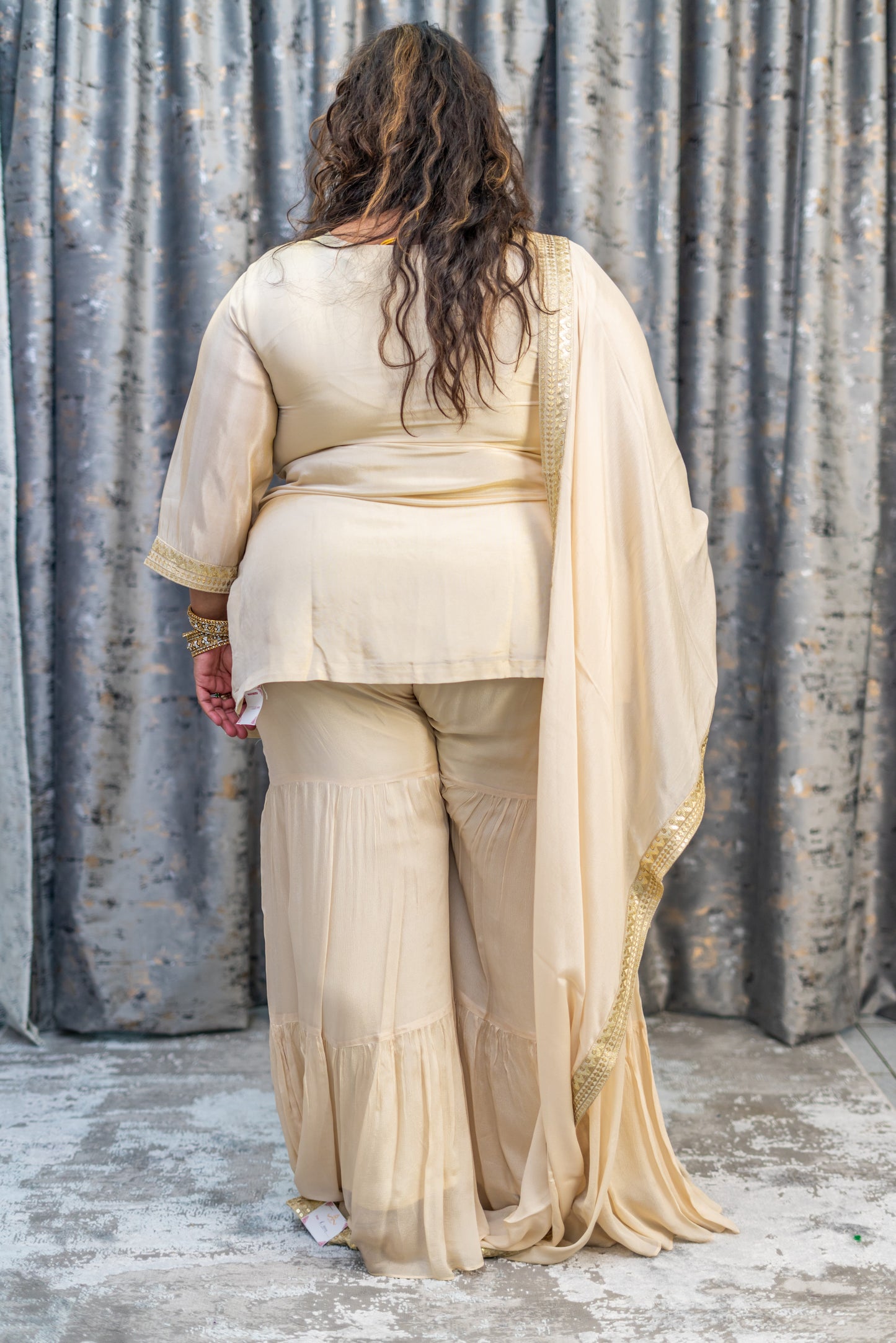 Cream Crepe Silk Punjabi Set