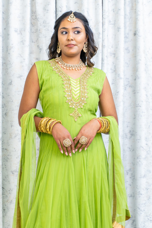 Green Net Punjabi Set