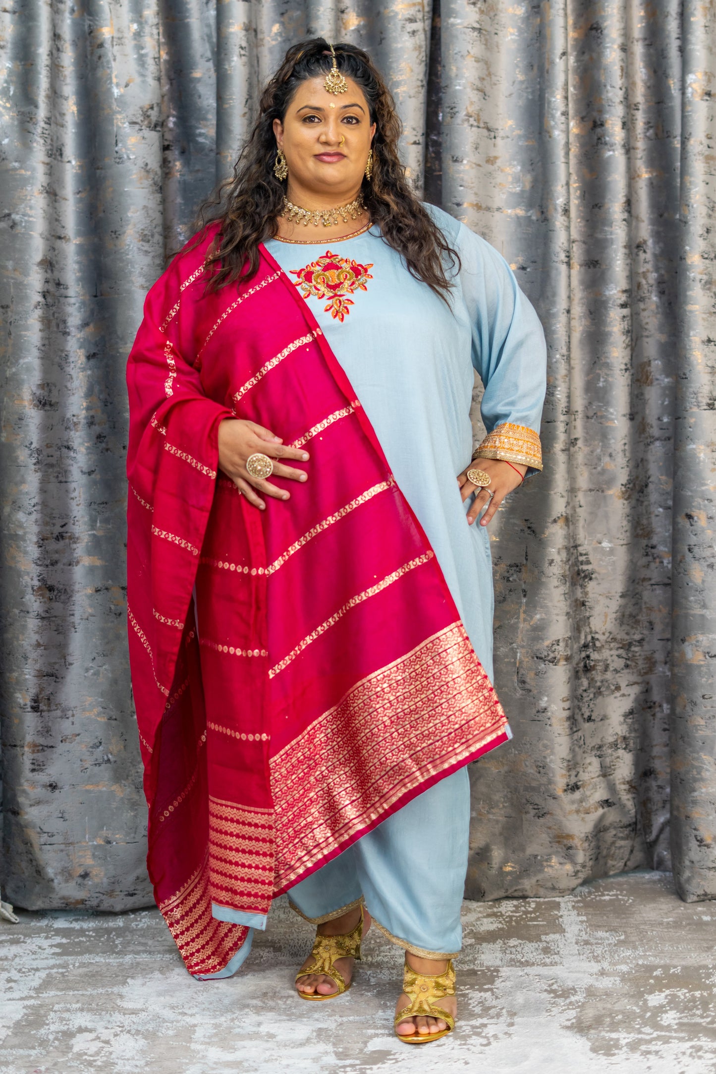 Sky Blue Cotton Punjabi Set