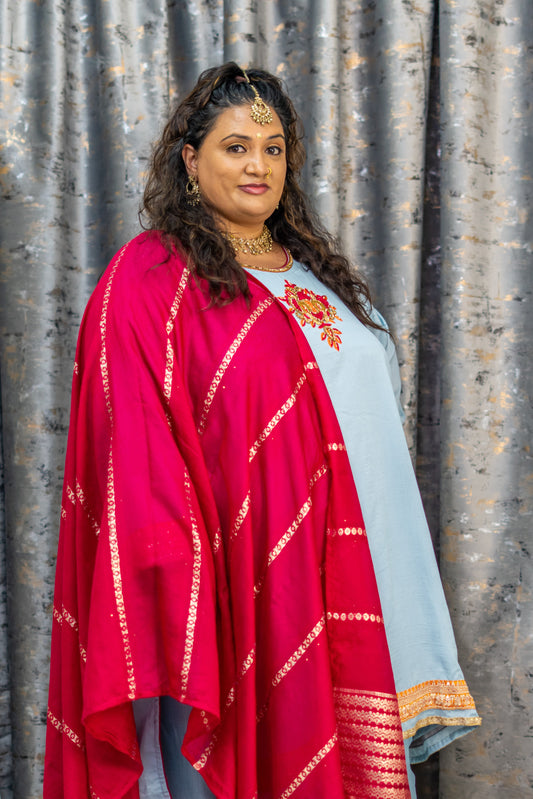 Sky Blue Cotton Punjabi Set