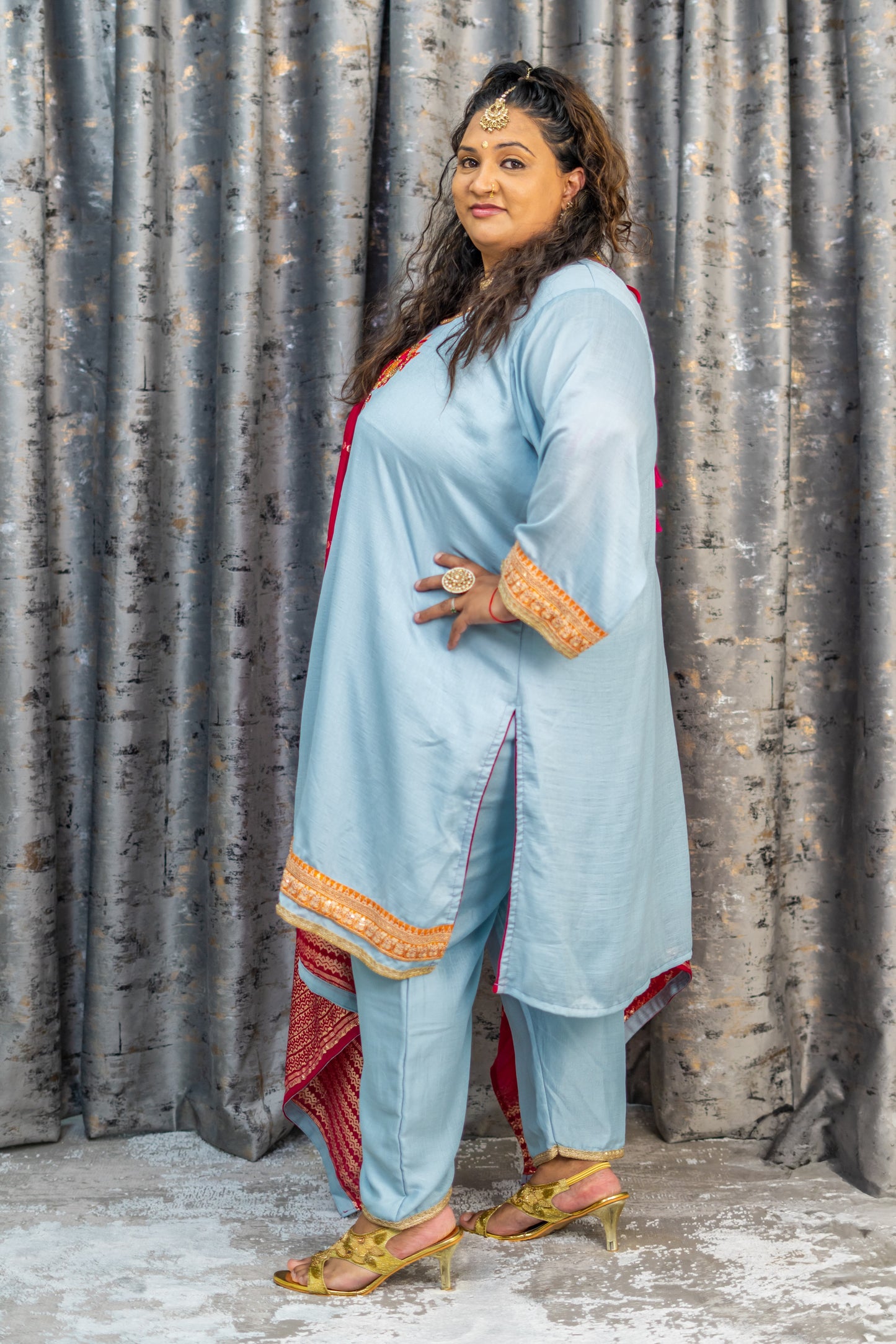 Sky Blue Cotton Punjabi Set