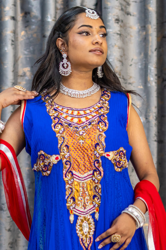 Royal Blue Punjabi Set with Swarovski Stone Work