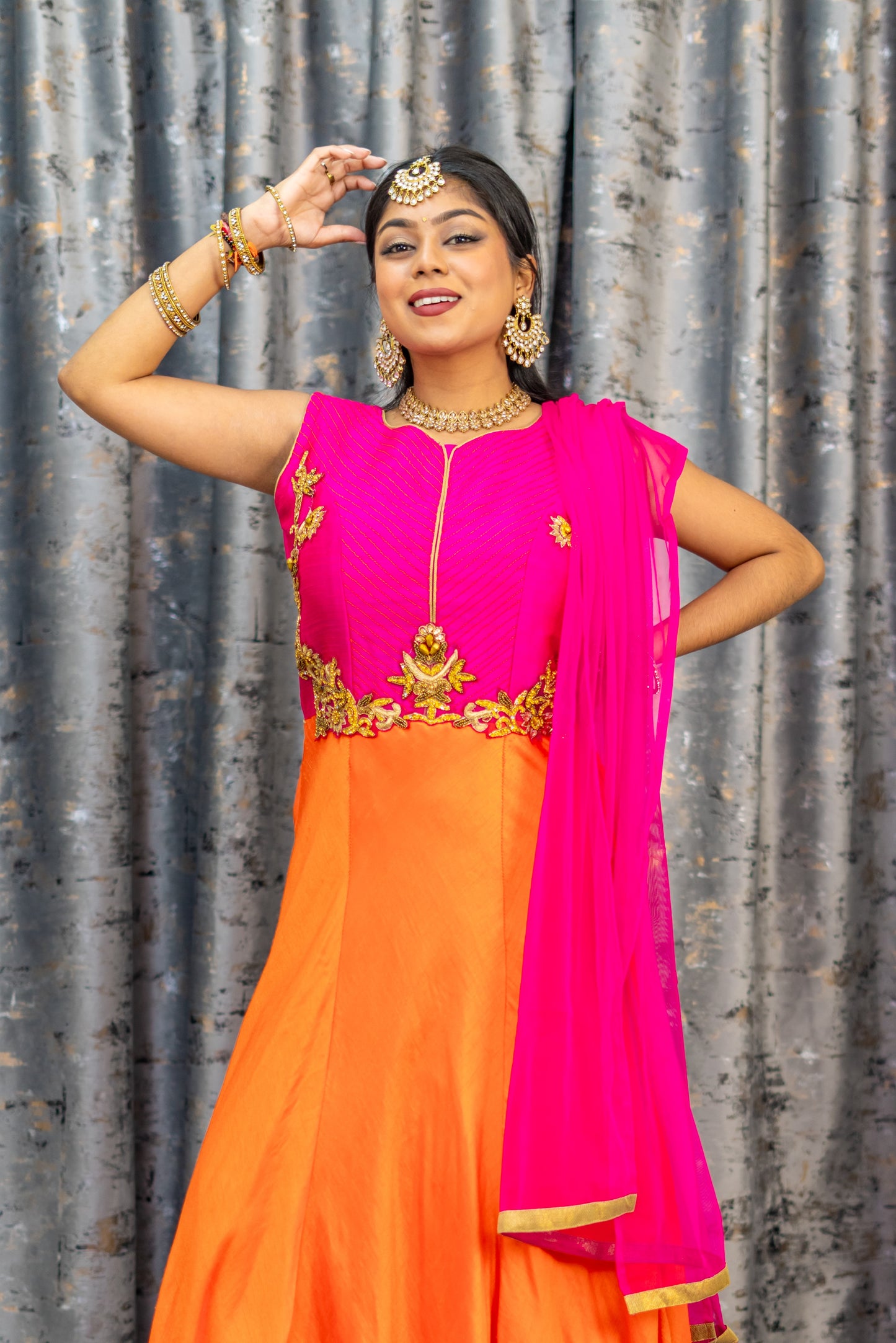 Pink & Orange Cotton Punjabi Set