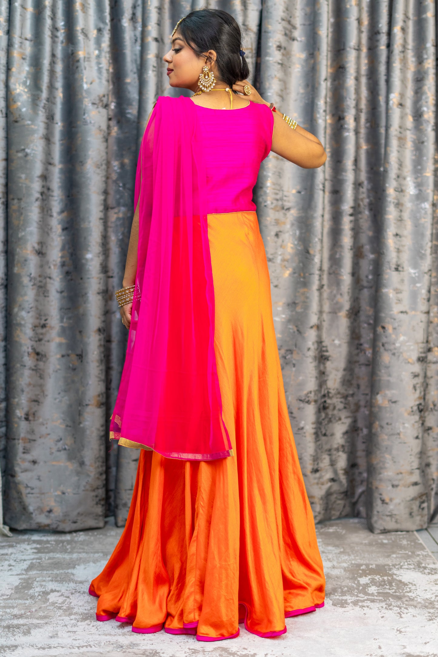 Pink & Orange Cotton Punjabi Set