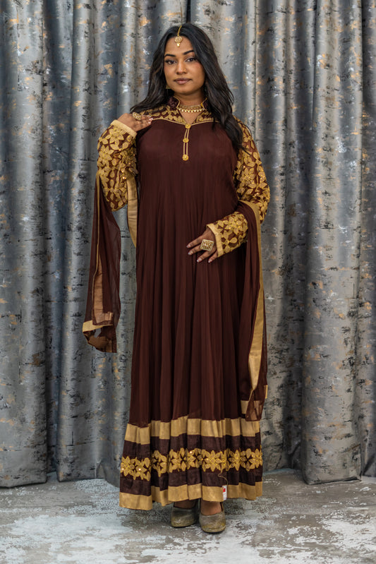Brown Net Punjabi Set