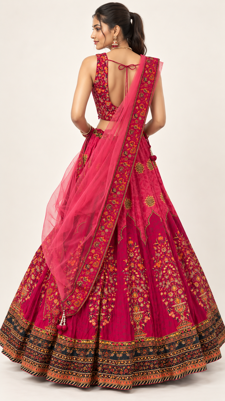 Pink Fully Flare Crepe Lehenga