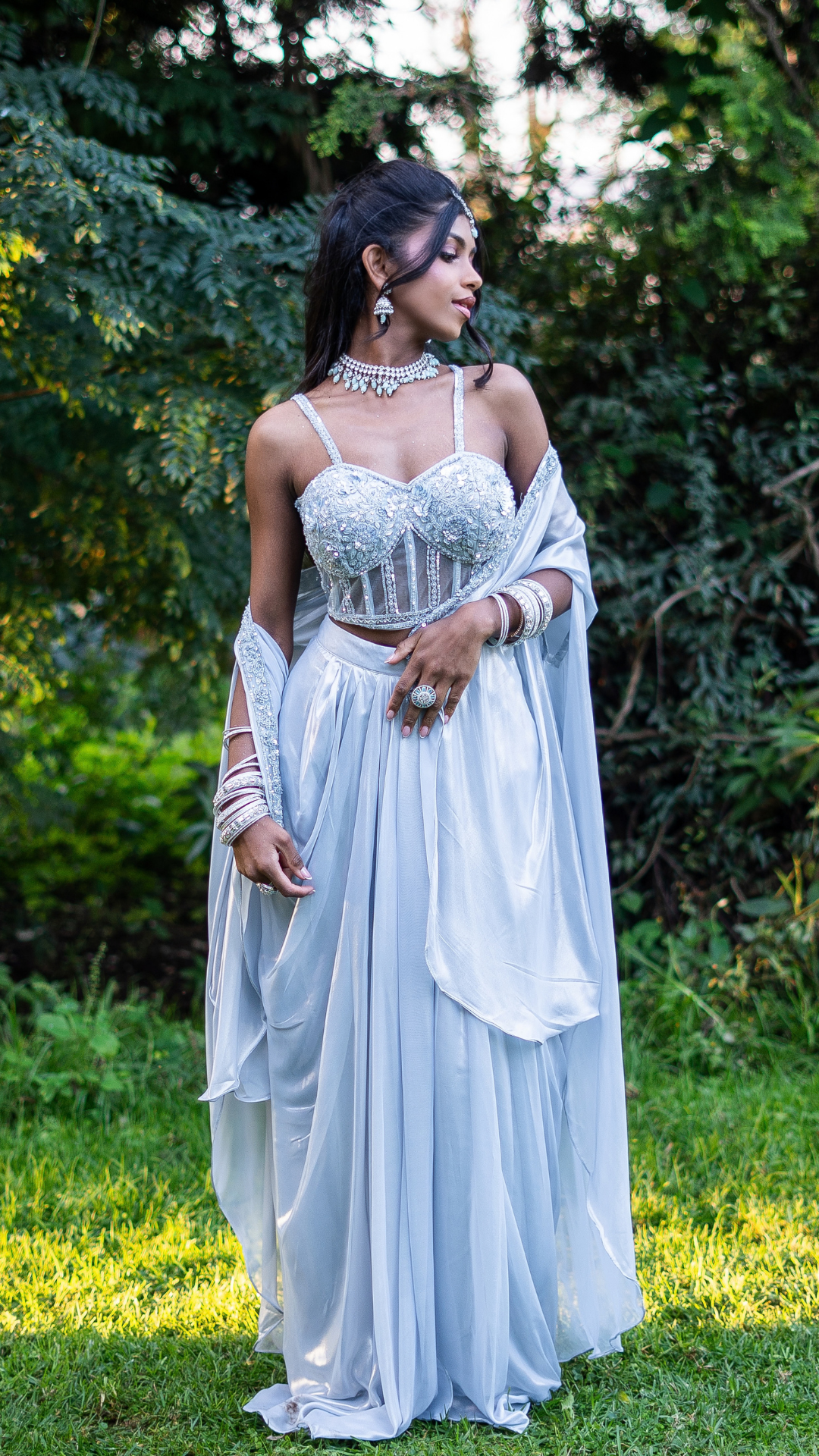 Sky Blue Corset Cape Set