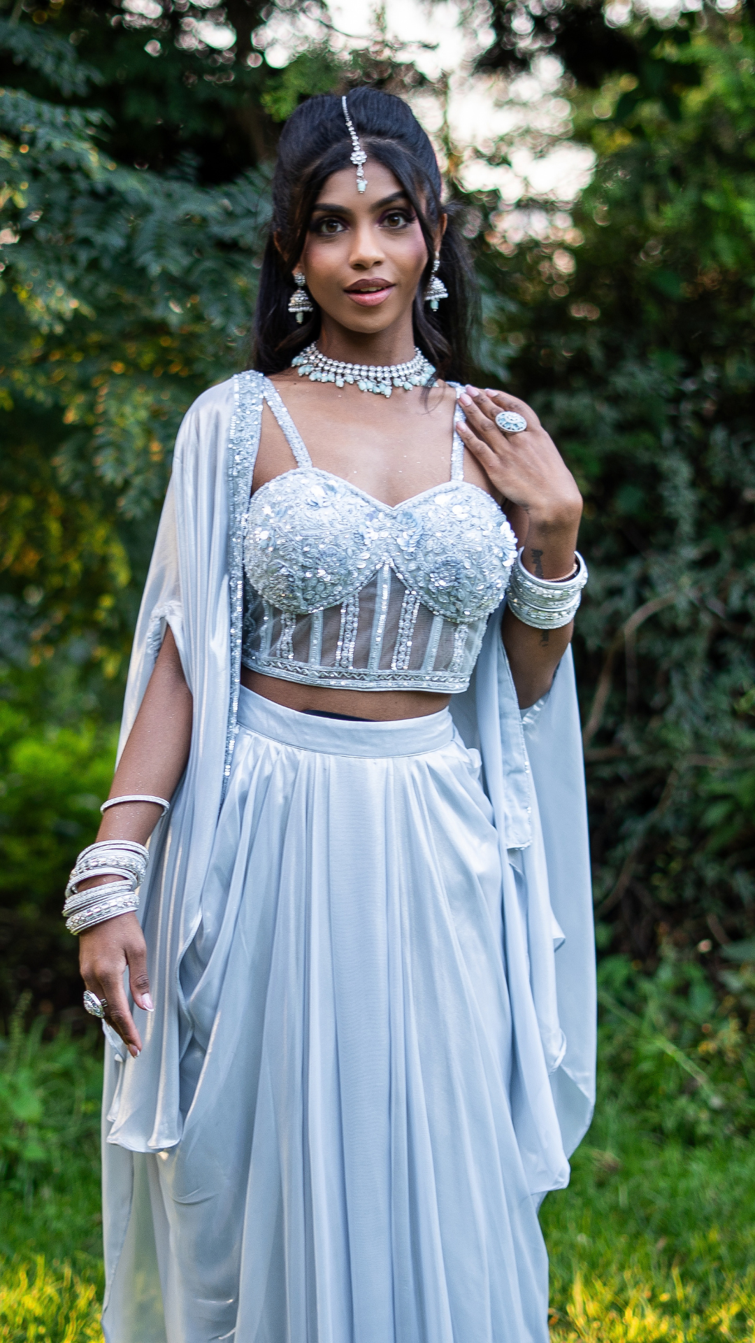 Sky Blue Corset Cape Set