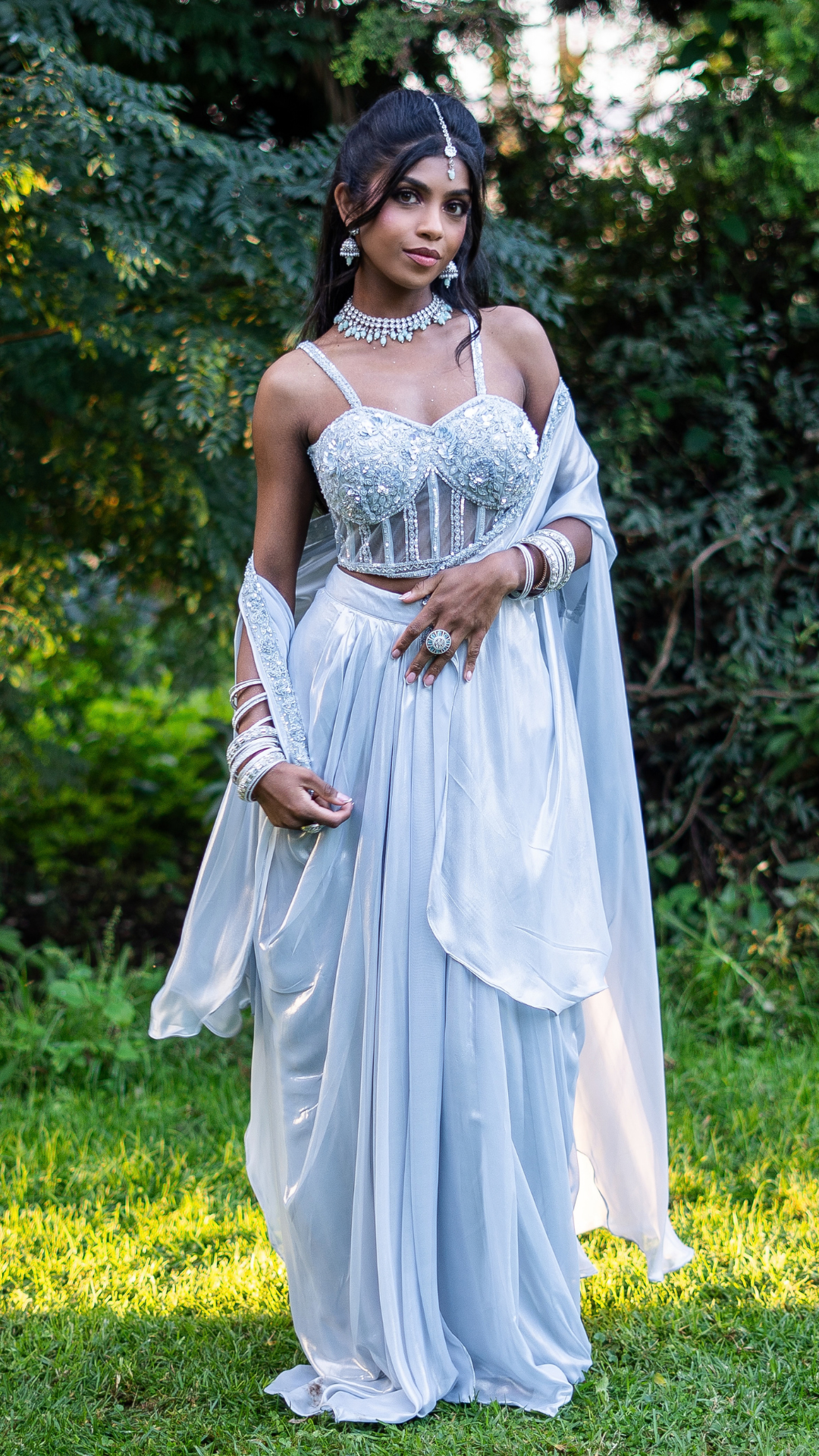 Sky Blue Corset Cape Set