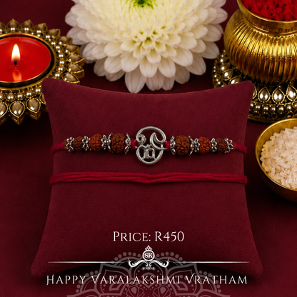 Plain Tamil Aum with Rudraksh 925 Sterling Silver Designer Laxmi String