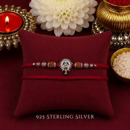 Knotted Ganesha with Rudraksh 925 Sterling Silver Designer Laxmi String