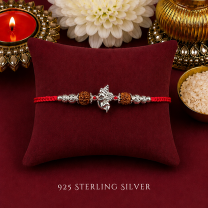 Ganesh with Rudraksh 925 Sterling Silver Rakhi