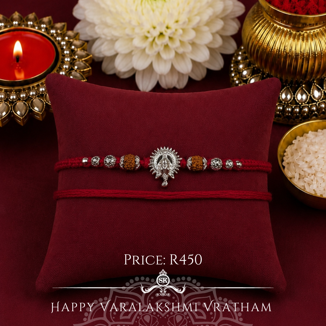 Knotted Ganesha with Rudraksh 925 Sterling Silver Designer Laxmi String
