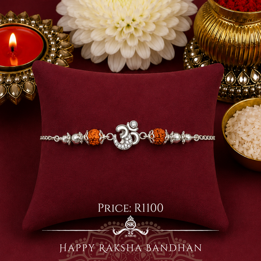 Trishul with Rudraksh 925 Sterling Silver Designer Bracelet