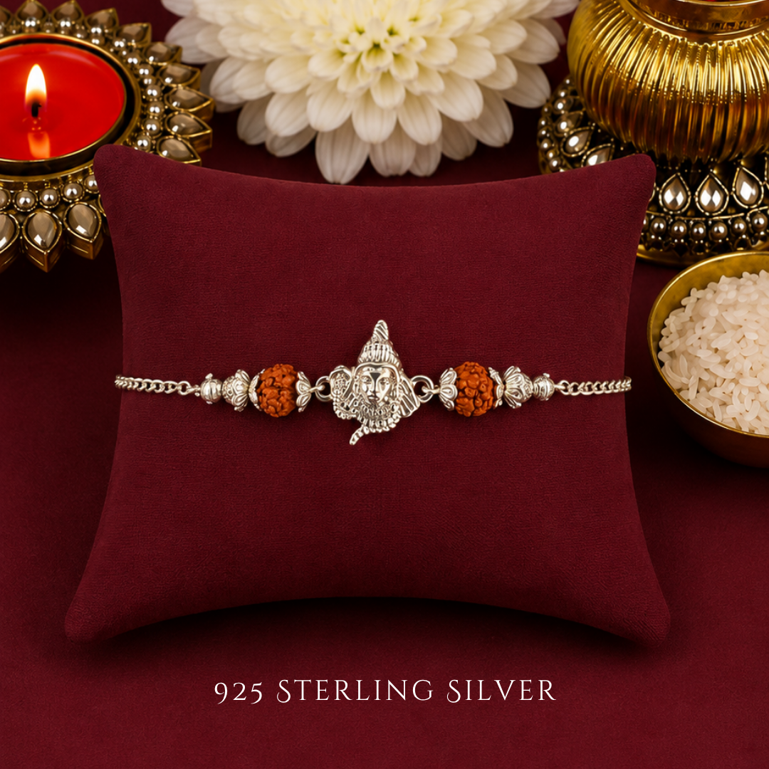 Shiv with Rudraksh 925 Sterling Silver Designer Bracelet