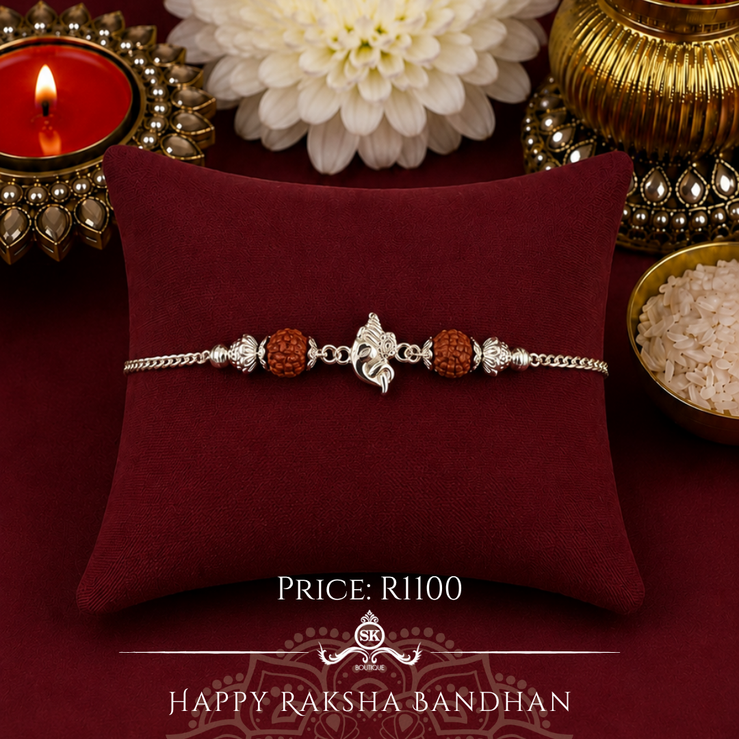 Ganesh with Rudraksh 925 Sterling Silver Designer Bracelet
