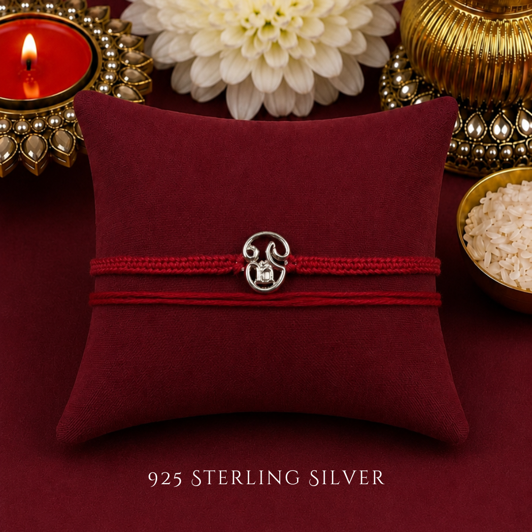 Knotted Plain Tamil Aum 925 Sterling Silver Designer Laxmi String