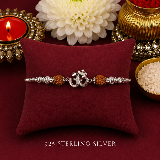 Aum with Rudraksh 925 Sterling Silver Designer Bracelet