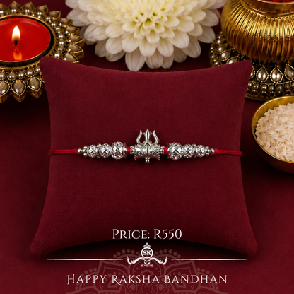 Mini Trishul Sterling Silver Designer Rakhi