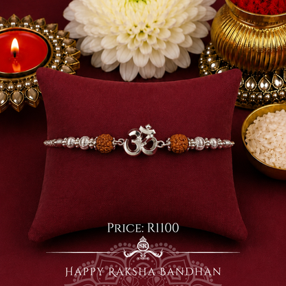Aum with Rudraksh 925 Sterling Silver Designer Bracelet