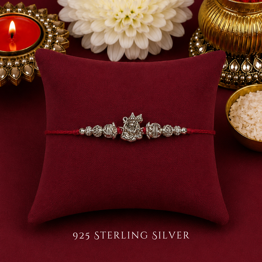 Hanuman Ji Sterling Silver Designer Rakhi