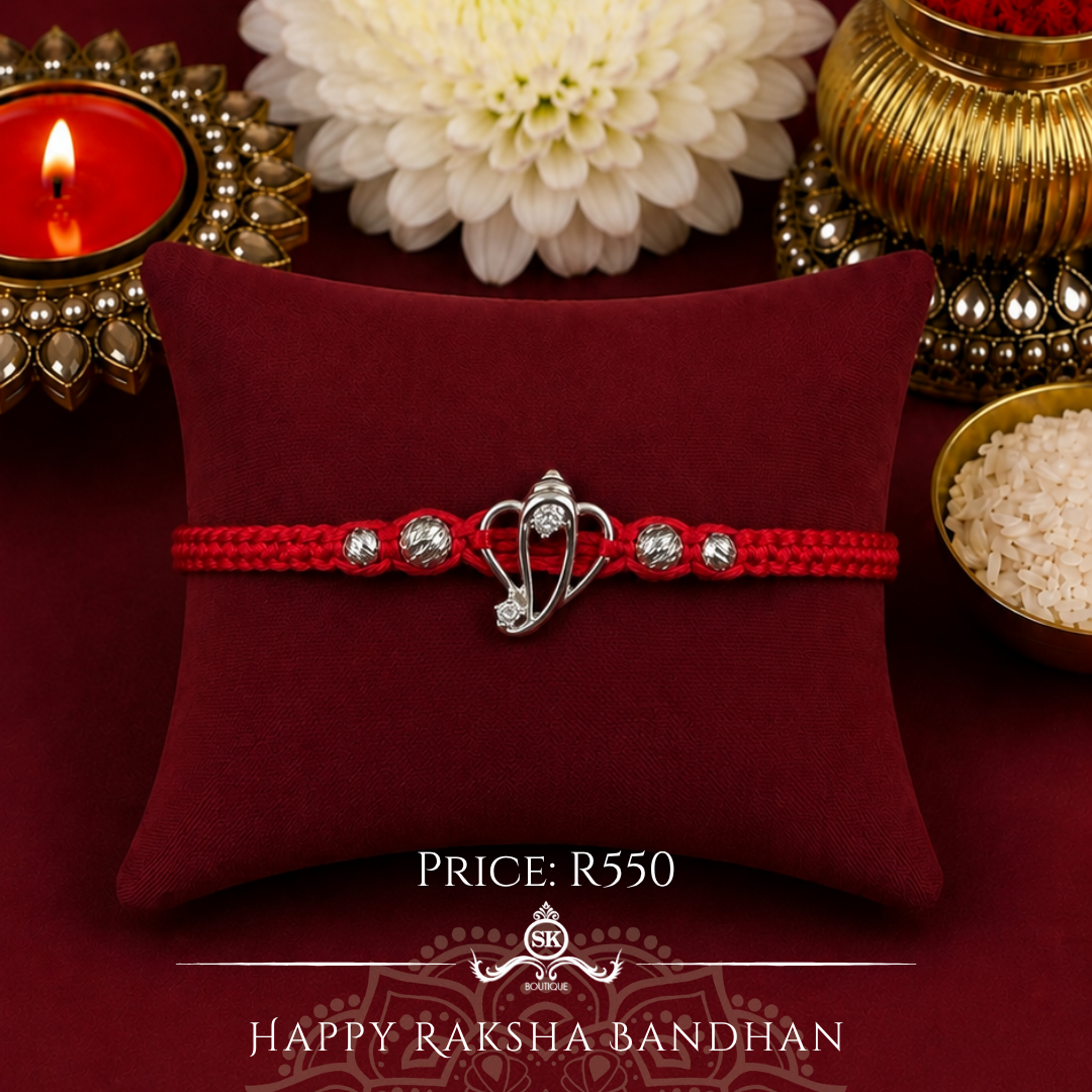 Knotted Cutout Ganesh 925 Sterling Silver Rakhi