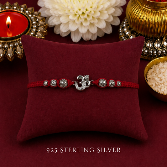Knotted Aum Sterling Silver Designer Rakhi