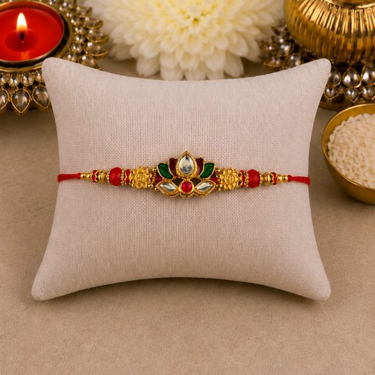 Red Lotus Flower Rakhi