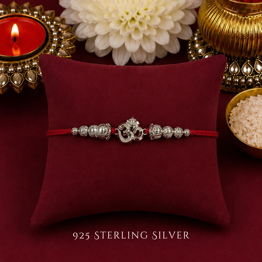 Large Aum Sterling Silver Designer Rakhi