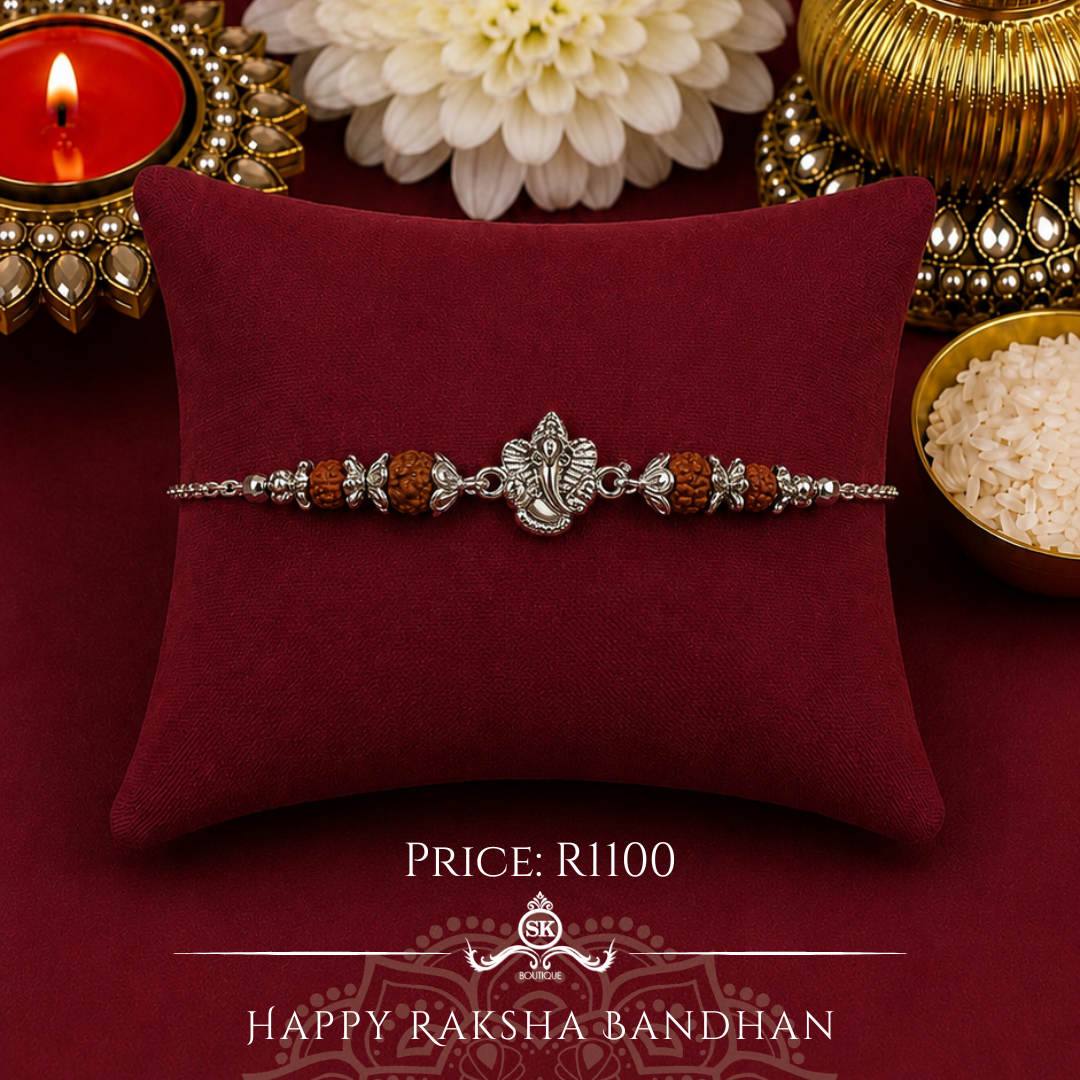 Mini Ganesha with Rudraksh 925 Sterling Silver Designer Bracelet