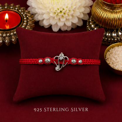 Knotted Cutout Ganesh 925 Sterling Silver Rakhi
