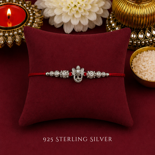 Cut Out Ganesh Sterling Silver Rakhi