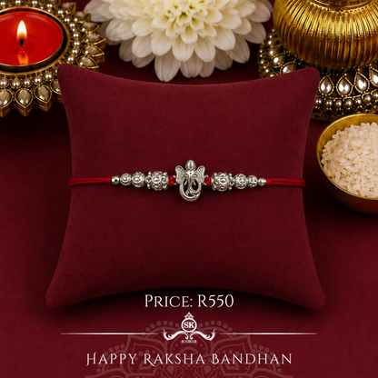 Cut Out Ganesh Sterling Silver Rakhi