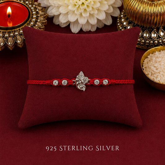 Ganesha Knotted Sterling Silver Designer Rakhi