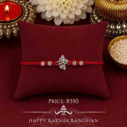Ganesha Knotted Sterling Silver Designer Rakhi