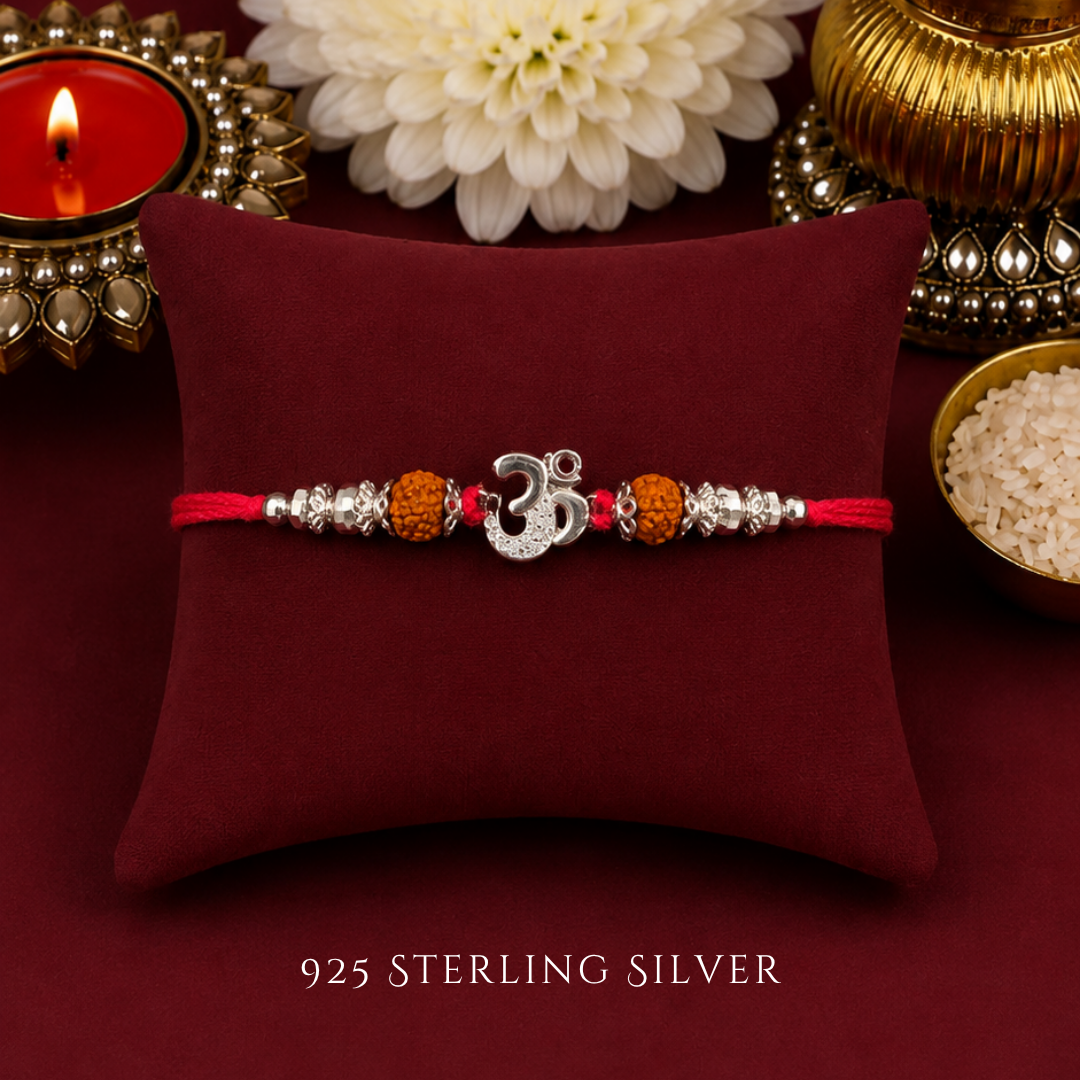 Aum with Rudraksh 925 Sterling Silver Desigenr Rakhi