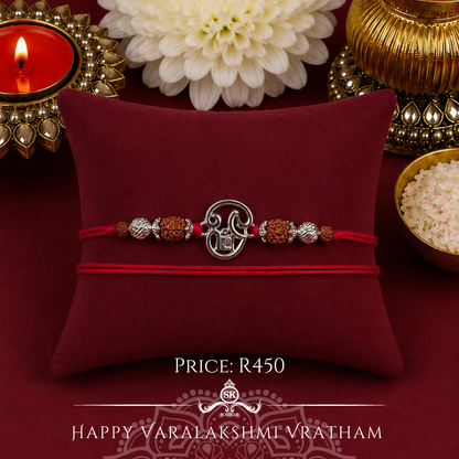 Tamil Aum with Rudraksh 925 Sterling Silver Designer Laxmi String (Copy)