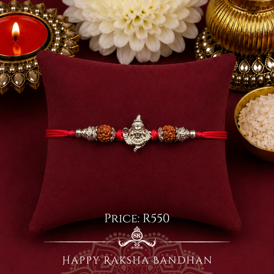 Shiv with Rudraksh 925 Sterling Silver Designer Rakhi