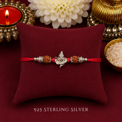 Shiv with Rudraksh 925 Sterling Silver Designer Rakhi