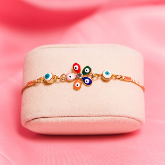 Flower Evil Eye  Bolo Bracelet