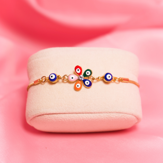 Flower Evil Eye  Bolo Bracelet