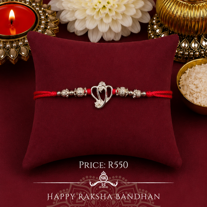 Cutout Ganesh 925 Sterling Silver Rakhi