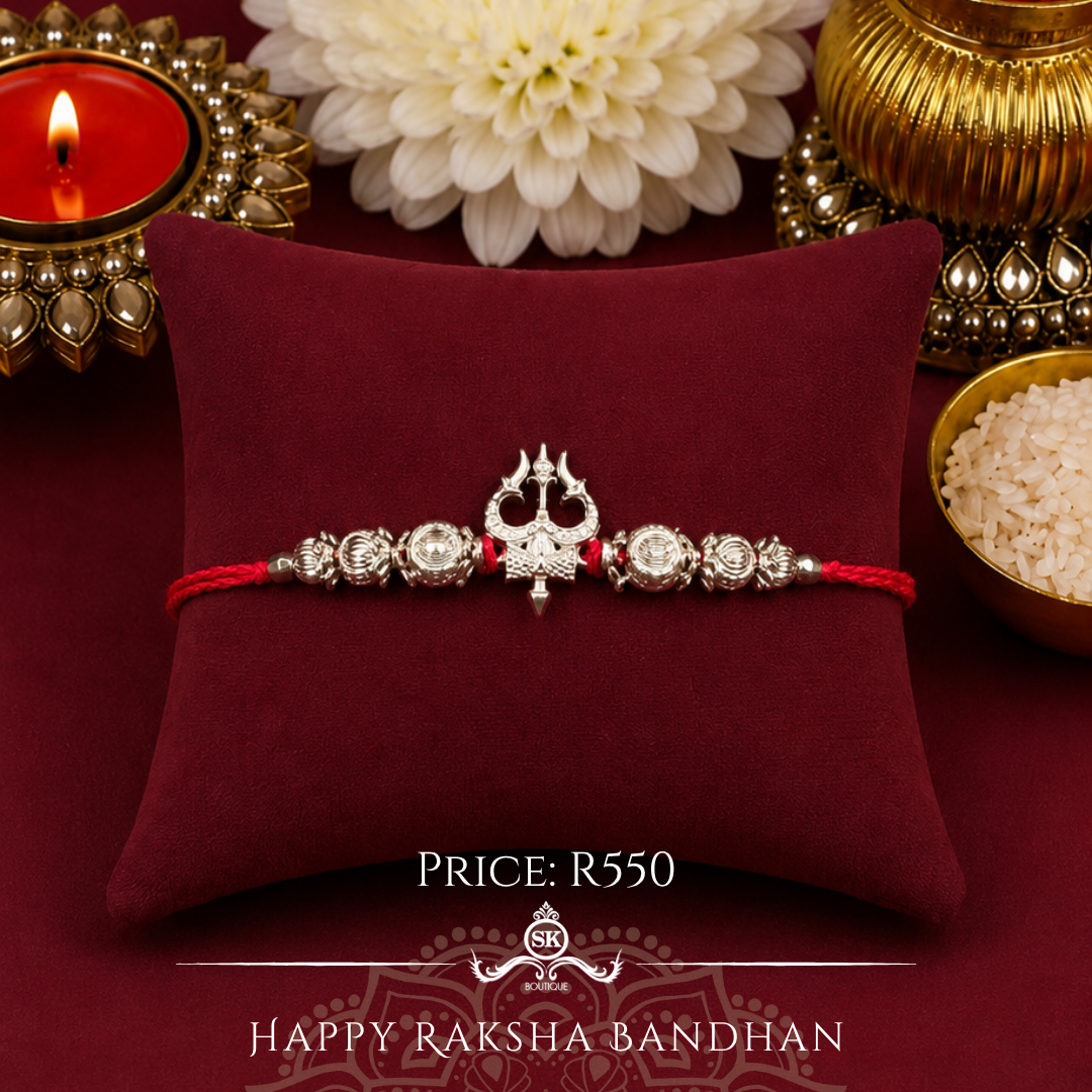 Trishul  Sterling Silver Designer Rakhi