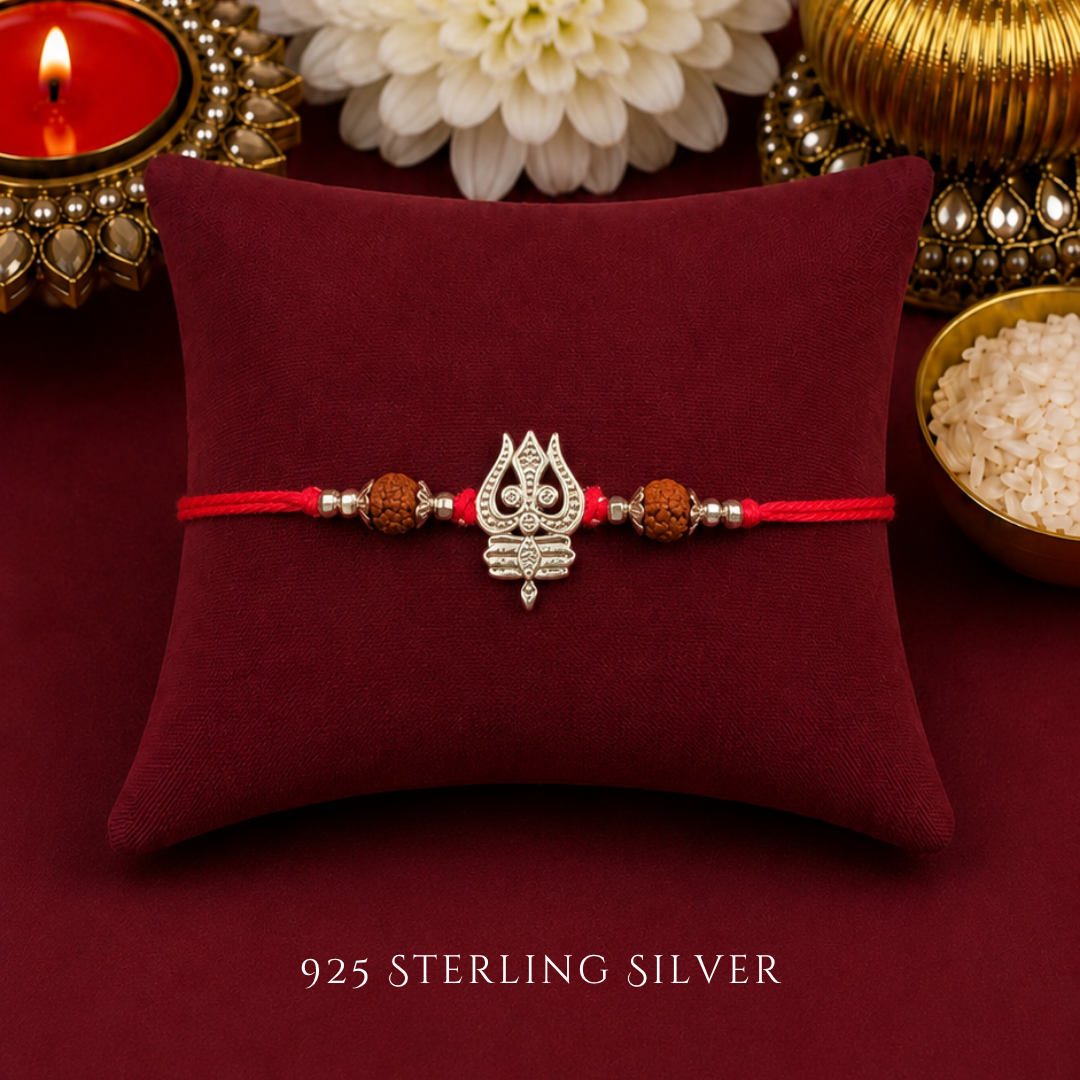 Trishul Sterling Silver Designer Rakhi